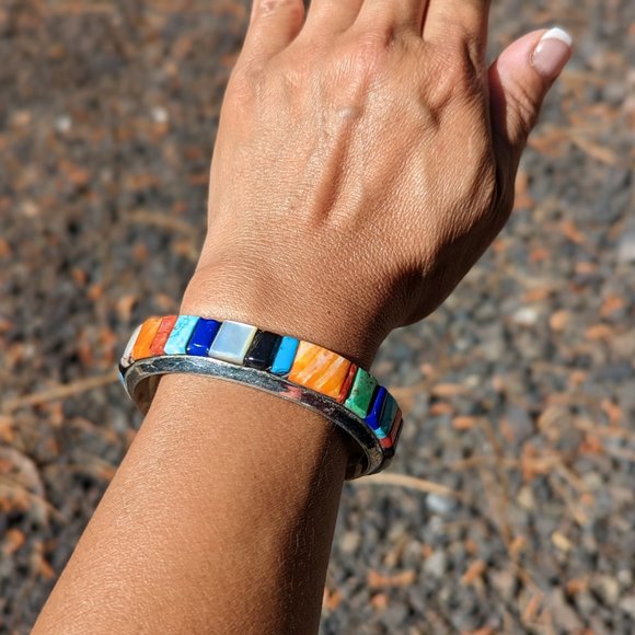 Navajo Bracelet Vintage Turquoise Jewelry Native American Signed Silver *** - Picture 2 of 8